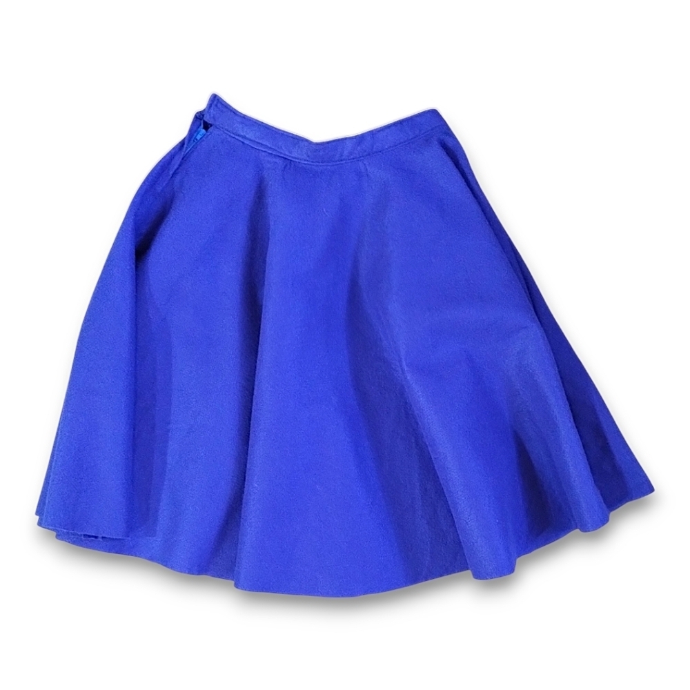 Vintage 50s Blue Felt Poodle Circle Skirt Rockabilly Pin Up M - Picture 4 of 6